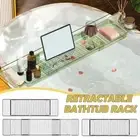 ﻿ Clear Premium-Bathtub Tray Caddy Expandable Bath Bath C1D3 Tray For Tub Q3O6