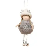 Christmas Doll Plush Antler Angel Small Charm Cute Doll (grey )