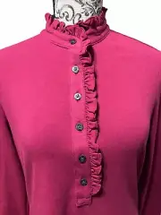 Brooks Brothers Womens Sz M Burgundy High Neck Half Button Pullover Top New