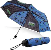 Minecraft Foldable umbrella - lightweight children's pocket umbrella for boys, blue, One size