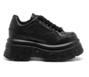 WINDSOR SMITH Windsorsmith Womens Black Chunky Leather Platform Trainers Sneakers - Swerve 3