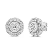 Bevilles Solitaire Halo Stud Earrings with 1/5ct of Diamonds in Sterling Silver