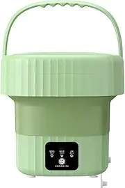Mini Foldable Washing Machine, 8L Portable Small Washer and Spin Dryer, 2 in 1 Intelligent Laundry Machine with Folding Drain Basket for Underwear, Suitable for Camping, Travel (Color : Green)