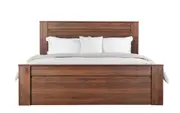 Design Square Modern Wooden Bed Frame Queen Size W/ Headboard - Walnut