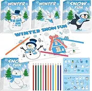 Skyygemm 20 Pcs Winter Coloring Books Winter Theme DIY Craft Drawing Pages Including Snowman Arctic Bear Penguin Rabbit Color Your Own Book for Christmas Party Favors Gift Home Activity