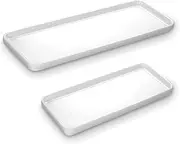 [Cuxeedi] 2-Pack Small White Vanity Tray, Ceramic Vanity Trays for Bathroom, Bathroom Trays for Counter (10" & 6" Set of 2)
