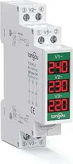 Daseeme 60-450V Three Phase Voltage Meter Modular Voltmeter Gauge 3 LED Digital Display Home Household Voltage Meter