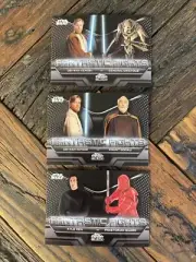 (3) 2023 Topps STAR WARS CHROME BLACK FANTASTIC FIGHTS Lot Kenobi Dooku Grievous
