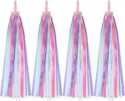 uxcell Bike Streamers, 4 Pcs Colorful Scooter Handlebar Tassels Grips Ribbon Accessories Decorations for Girls Bicycle Tricycle Handle, Purple Pink