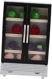 BCOATH Miniature Plastic Dollhouse Fridge Double Door Mini Fridge Model Kit Pretend Play Refrigerator Toy for Kitchen