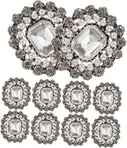 GAROZATION 10pcs Handmade Jewelry Accessories Diamond Decor Flatback Rhinestone Buttons Diamond Rhinestones Flatback Rhinestones for Crafts Pearl Buttons Vintage Decor Craft Rhinestones Alloy
