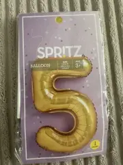 Number Five Balloon Pink Number 5 Balloon 34" Foil Mylar Gold Balloon