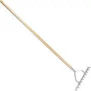 Berry&Bird 148cm/58.3’’ Long Handle Lawn, 10-Tines Garden Weeding, Heavy Duty Stainless Steel Aerator Cutter Rake with Hardwood Handle, Thatch Rake for Lawn Maintenance Removing Dead Grass