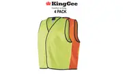 KingGee 4 Pack High Visibility Vest Lightweight Work Water Resistant K55091