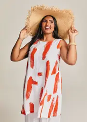 [TS] Taking Shape Linen Blend Abstract Tunic Size 10 in Print - Plus Size Women's Clothing Print