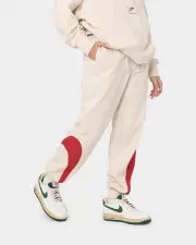 [Nike] Nike Women's Nike Sportswear Circa 50 Fleece Pants Pearl White/sierra Red - Size 14 (XL) 14 (XL) Pearl White/(gy