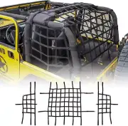 Mesh Roof Top Net Protective Cargo Trunk Net for Jeep Wrangler 1997-2006 TJ 3pcs