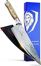 DALSTRONG Chef Knife - 8" - Shogun Series X - Damascus - Hammered Finish - Japanese AUS-10V Super Steel - Olive Wood Handle - w/Sheath