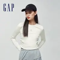 在飛比找momo購物網優惠-【GAP】女裝 Logo圓領長袖T恤 女友T系列-白色(88