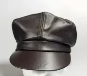 KANGOL Blue label Brown Leather Spitfire Cap Hat XS/Small NEW old stock