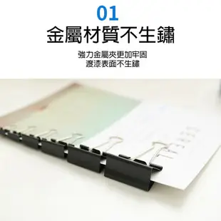 EI022 黑色長尾夾 實心長尾夾 夾子 燕尾夾 文件夾 書夾 開口夾 文具 辦公用品 文件收納 線材收納