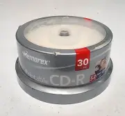 New 30 Pack Memorex 52 X Printable MB 80 Minute CD-R NIP