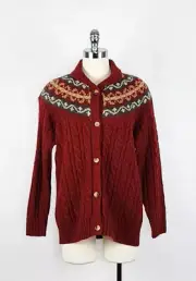Eddie Bauer Multicolor Lamb's Wool Blend Cardigan Women's Petite Small New