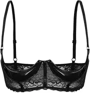 [GRRKDFQ] Women's Lingerie Sets Open Chest Bra See-Through Floral Lace Brassiere Lingerie