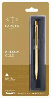 Parker Classic Gold GT Ball Pen Refillable Steel Finish Push Mechanism for Gift