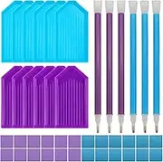 42 Pcs Diamond Art Accessories with Storage Box, FineGood Diamond Art Painting Tool Kits, 6 Diamond Art Pens, 12 Diamond Art Tray, 24 Glue Clay