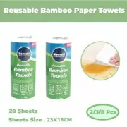 20 Sheet/Roll Reusable Bamboo Fiber Paper Towels Environmentall Friendly 23x18cm