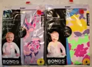 NEW 2 x Bonds Zip Wondersuit 12-18months Size 1 Long Sleeve Baby Girl All In One