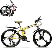 Folding Adult Bike, 26-inch Variable Speed Double Shock Absorption Off-Road Racing, with Front Shock Lock, 4 Colors, Suitable for Height 165-185cm