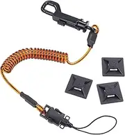 Ergodyne Squids 3151 Coiled Lanyard Tether with Swivel Hook, Detachable End, 2 lbs, Self-Adhesive Mounts Included
