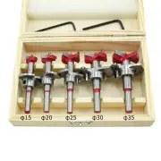Drillpro 5Pcs Forstner Drill Bit Set 15 20 25 30 35mm Wood Auger Cutter Hexagon Wrench Woodworking Hole Saw For Power To
