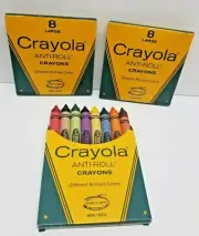 VTG NOS No. 80 B Crayola Drawing Crayons 3 PACKS of 8 Binney Smith Anti-Roll