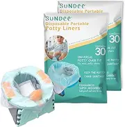 Potty Chair Liners with Drawstring, Portable Disposable Potty Liner Bags for Universal Potty Training Toilet Seat, Toddler Outdoors Travel Baby Toilet Liners - 60 Pack