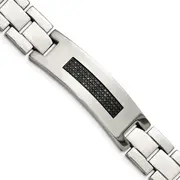 Stainless Steel Chisel Polished With 1/2 Carat Diamond 8.25 Inch Bracelet