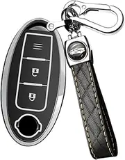 ontto TPU Car Key fob Cover Fit for Nissan Qashqai Juke X-Trail Micra Murano Infiniti 3 Buttons Key case Remote Key Shell Holder Bag Keychain Keyring Protector Accessories Black B