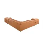 Camel Italian Leather Power Reclining U Shaped Eight Piece Corner Sectional