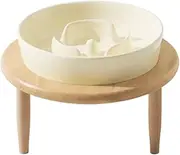 Cozioz Elevated Ceramic Slow Feeder Dog Bowl: Raised Bowl to Slow Down Eating for Medium Breeds, Anti-Choking, Pet Slow Feeder for Fun (21CM Elevated Bowl, Cream White)
