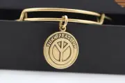 BRAND NEW ALEX AND ANI TURN PEACE UP YELLOW GOLD BANGLE WITH TAGS AND BOX