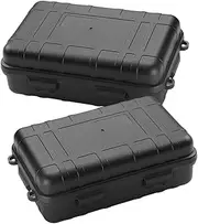 TOGEVAL 2pcs Box Survival Container Case Moisture Small Protector Waterproof Hard Case Storage Compact Camping Field Proof First Key Weatherproof Outdoor Outside Pp