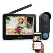 TMEZON HD Wireless Video Doorbell Intercom Battery Camera WIFI 7" Touch Monitor