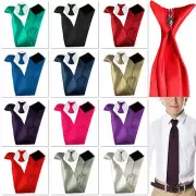 Big School Boy Kids Children Clip On Pre-Tied Satin Ties Formal Neckties