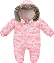 [Generic] Infant Girls Summer Clothes Toddler Kids Infant Girls Boys Cute Prints Cartoon Hooded Romper Jumpsuit Snowsuit Winter Warm Outwear Outfits Baby Girl Overalls Pink