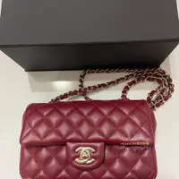 在飛比找PopChill優惠-[二手] Chanel 酒紅金扣Mini Coco 20 C