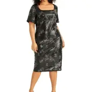 NWT - RACHEL ROY Women's BLACK COMBO Black SEQUIN DRESS - 14W