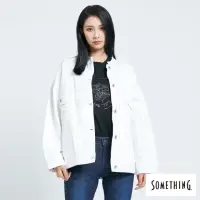 在飛比找momo購物網優惠-【SOMETHING】女裝 寬版小領台牛仔外套(白色)