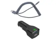 For Google Pixel 6/7/Pro/Fold Car Charger 18W Fast USB Port Coiled Cable Type-C